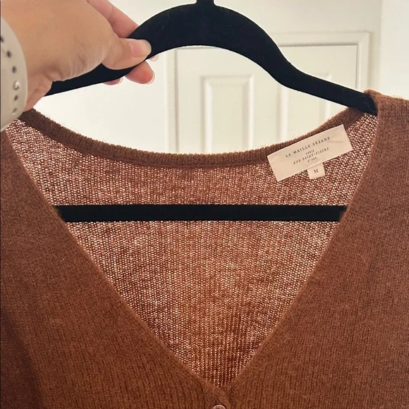Sezane Brown V-Neck Barry Cardigan - Picture 5 of 5